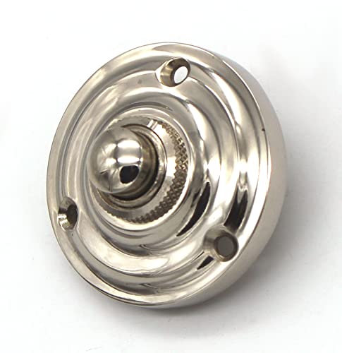 Sonnette de porte antique N9241 en laiton nickelé et poli brillant, avec bouton de sonnette – Fabriquée à la main selon des modèles antiques