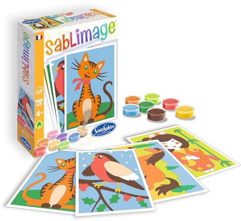 Sentosphère 3908100 Sandbilder Kreativ-Set Mini, Motiv: Freunde, Bastelset für Kinder ab 4 Jahren