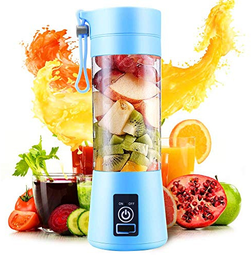 HHJ Multifunctional Portable Blender, USB Rechargeable Mobile Juicer, Stand Mixer, Mini Electric Juice Blender, Smoothie Maker Blender, for Home, Office, Travel, BPA Free (Blue)