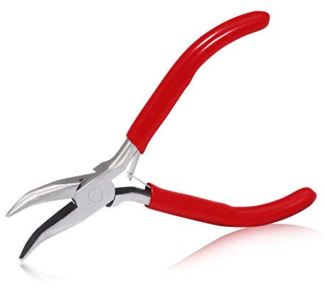 SPEEDWOX Mini Bent Nose Pliers for Jewelry Making 5 Inches Smooth Jaws Small Jewelry Tools Chain Nose Pliers Precision Fine Pliers Professional Beading Tool Hobby Craft