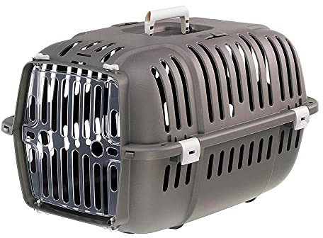 Ferplast Trasportino gatto, trasportino per cani piccoli e gatti fino a 8 kg, porta trasparente antiurto, fessure di ventilazione, 37 x 57 x h 33 cm, trasportino animali domestici rigido Jet 20