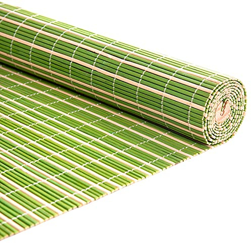 Bambusrollo Premium-Rollläden Für Den Innen- Und Außenbereich, Grüne und weiße Bambusrollos, Patio/Pavillon/Pergola/Carport-Sonnenschutz (60x200cm/24x79in)