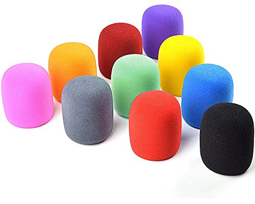 Gsrhzd 10 STÜCKE Bunt Mikrofon Windschutz, Mikrofon Schaumstoff Schutz Abdeckung, Schaumstoff-Schutzhülle, um das Mikrofon staubdicht, sturzsicher, antibakteriell und Winddicht zu Machen (10 Farben)