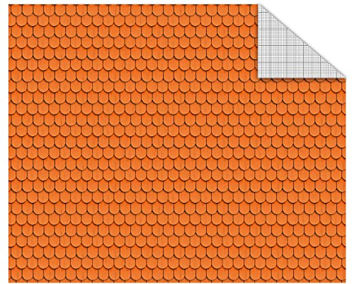 Ursus 11404602F - Fotokarton für Modellbau & Papier-Häuser, Holzschindel orange, DIN A4, 300 g/qm, 10 Blatt, beidseitig bedrucktes Bastel-Papier, Motiv-Karton, für Papier-Kunstwerke