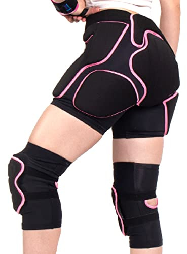 BelugaDesign Padded Shorts Knee Set | Damen Wintersport Ski Snowboard 3D Impact Pad | Verstellbare atmungsaktive Schutzausrüstung Po Hüfte Knieorthese