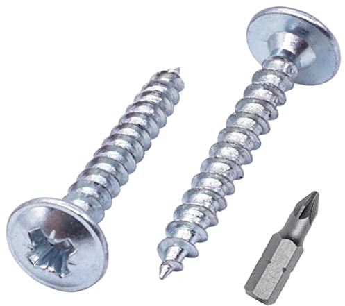 SKIR'CO 100 viti in acciaio zincato, 3,5 x 25 mm, viti in legno argentate, viti in metallo, testa wafer, Pozidriv, autofilettanti