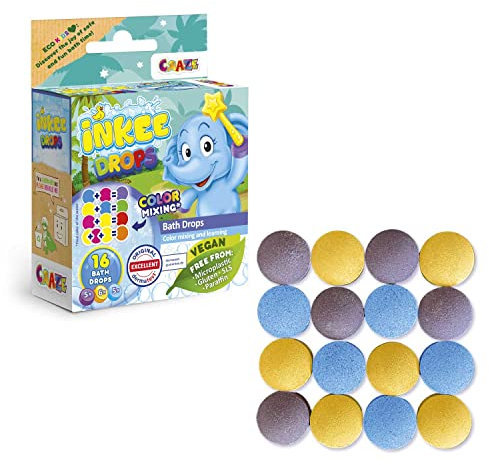 INKEE Bathdrops Bombas de Baño Para Niños, 16 Bombas de Baño Para Combinar y Aprender Colores, Compatible con Varitas INKEE