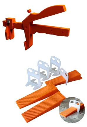 ISTA TOOLS Fliesen Nivelliersystem Kit Set mit 100x Zuglaschen 50x Keile 1x Zange Fliesen Verlegehilfe (1 mm)