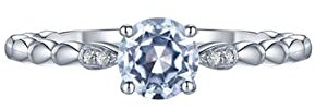 Damen Ring Weißgold, Verlobungsring Frauen 18K Runder Aquamarin 0,51 ct Diamant 0,01 ct Ringe Eheringe Schmuck Geschenke
