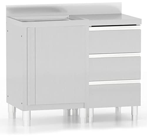 Tidyard 2 STK. Gastro Küchenschrank mit 3 Schubladen Arbeitsschrank Edelstahlschrank Gastroschrank Edelstahl
