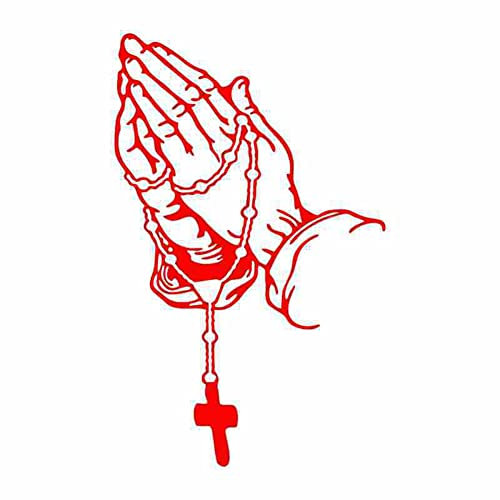 Personalisierter Auto Aufkleber,Asudaro Rosenkranz Gott Christus Gebet Auto Styling Aufkleber Verschleißfeste PVC Reflektierende Autoaufkleber Für LKW SUV Fenster Körper Stoßstange Dekor Rot