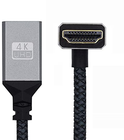 xiwai HDMI-Verlängerungskabel Typ A 4K 60 Hz 3D HDTV HDMI-Extender 0,5 Fuß Stecker auf Buchse Kabel 1,4 Metallgehäuse nach unten abgewinkelt