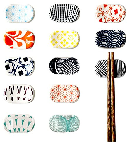 Xiuyer Keramik Stäbchen Halter, Stil Druck Stäbchen Stäbchenhalter Set Stehen Messer Abendessen Löffel Halter Gabel Messer Ständer Gedruckt Glasur Halterung Premium Essstäbchen-Ablagen