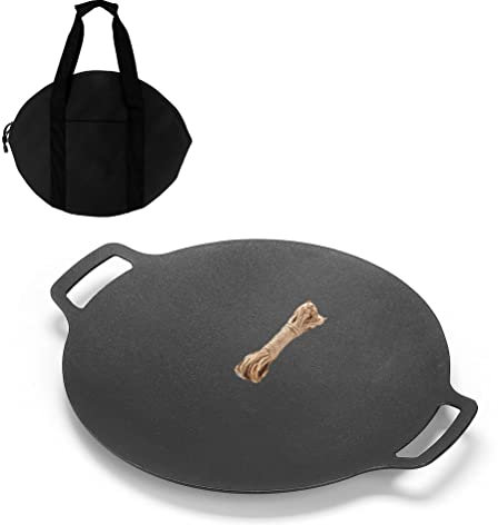 Koreanische Grillpfanne Mit Tasche Und Anti-Scalding Hanf Seil, 30cm Runde Grillplatte, Kompatibel Für Induktion, Gasherd, Elektrisches Kochfeld, Innen- Oder Außengrillen