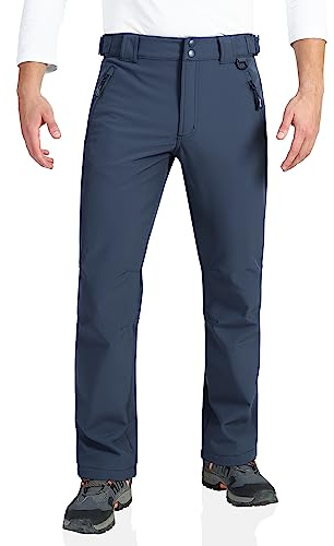 Outdoor Ventures Pantalones de softshell para hombre, resistentes al agua, pantalones térmicos de invierno, pantalones térmicos con forro cálido, pantalones de esquí, snowboard, resistentes al viento,
