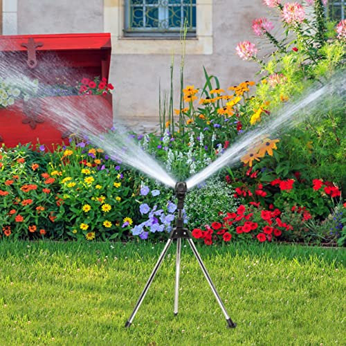 geugecy Jardin sur Trepied - Jardin Automatique Rotatif 360 - Arroseur pour Jardin Cour Pelouse Enterré Extérieur - Arroseur Rotatif sur Pied Système D Irrigation Automatique