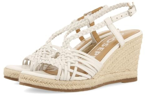 Sandales Blanches en Cuir avec des Brides ET Une Semelle COMPENSÉE en Jute pour Femme Glide