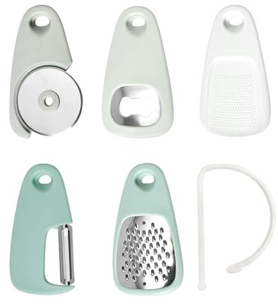 5 utensili da cucina portatili, grattugia, apribottiglie, pelapatate, tagliapizza, macinino aglio e zenzero, accessori da cucina in acciaio inox