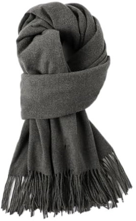 200cm x 68cm Damen Winter Warmer Schal mit Quasten,Fransenschal Pashmina Scarves Fransentücher Damentuch Stola Halstuch für Tägliches Tragen Outdoor Aktivitäten Radfahren Spaziergang,Dunkelgrau