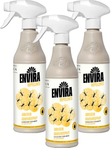 Envira Ameisenspray 3 x 500 ml - effektiv gegen Wegameisen & Pharaoameisen | Ameisen Spray & Mittel gegen Ameisen - effektiv für Wohnung, Balkon, Terrasse und Garten, dauerhaft loswerden