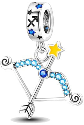 Streetculture Schütze Sternzeichen Horoskop Geburtstag Leuchtend - Bettelarmband Anhänger Schmuck Dekoration Zubehör 925 Silber Charm Sammelband Sterlingsilber Geschenkidee