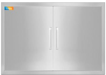 Treshin Außentüren, 71,1 cm B x 53,3 cm H, Edelstahl, Doppel-Grill-Zugangstür mit abnehmbaren Griffen, bündige Montage, für Grillinsel, Grillstation, Außenschrank, Außenküche