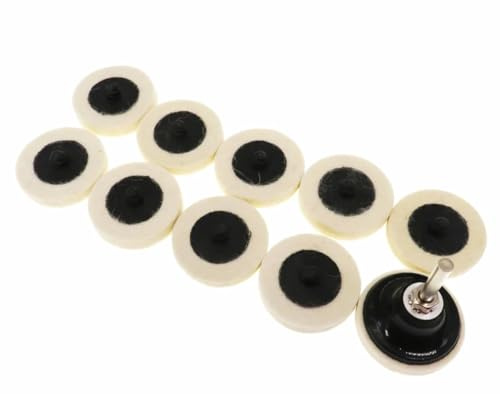 Feroflex ® Confezione da 10 dischi lucidanti in feltro di lana, dischi abrasivi in lana compressa da 50 mm + 1 porta-disco per lavori di pulizia e lucidatura