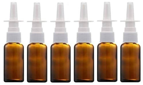 KOMUNJ Lote de 6 pulverizadores nasales de cristal de 20 ml, rellenables, atomizadores finos para cosméticos, agua salada