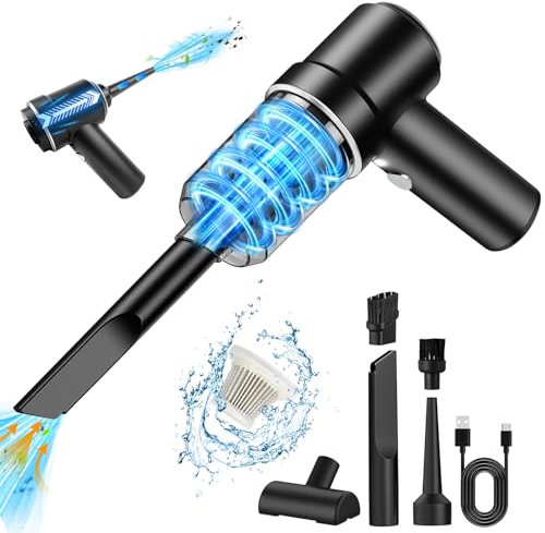 Zabatoco Mini Aspiradora de Mano sin Cable,2 em 1 Aspirador e Soprador,6000PA USB 4000 mAh Aspiradora Coche de Carro Carregamento com Filtro Lavável para Carro, Computador, Pelo de Animal