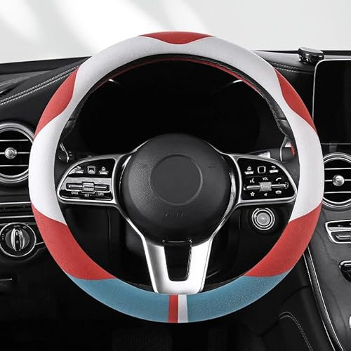 Auto Lenkrad Abdeckung für Opel Adam/Agila/Ampera/Astra/Corsa/Insignia/Signum/Vectra, 38CM Fell Wenden Anti Rutsch Atmungsaktiv O D Form Lenkradschutz Zubehör Innenraum,O-Red