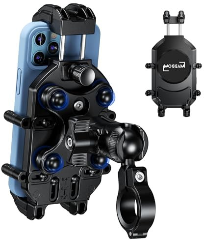 Porta Cellulare Moto Ultra Resistente 【Antifurto e Antivibrazione】 Porta Telefono Moto Braccio Regolabile Porta Cellulare Bici 5,4 a 7,2 per Smartphone Robusti Portatelefono Manubrio come Regalo