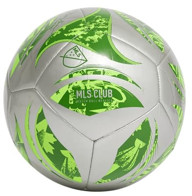 Adidas MLS Club Soccer Ball, Silver Metallic/Green, 5