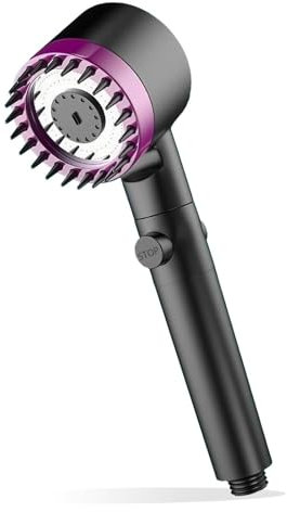 Homesbrand Multi-Functional Universal 3-Mode Handheld Shower Head with One-Click Switch Adjustable Spa Showerhead with Rainfall Spray(Pink)
