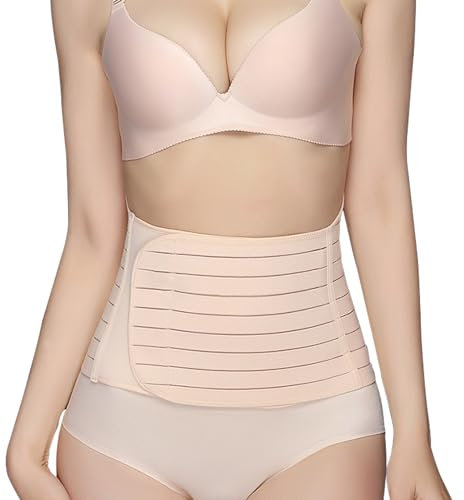WANYI Atmungsaktiv Bauchgurt Nach Geburt Rückbildungsgürtel Nach Geburt Postpartum Gürtel für Damen lindert Taille, Rücken für die Schwangerschaft für Normale Geburt/Kaiserschnitt (A-Beige, L)