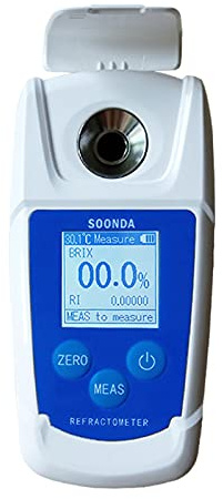 Digital Brix Refractometer,Brix Meter with Temperature Compensation,3 Datas Display Digital Refractometer for Water/Food/Fruits/Beverages/Crop Sugar Content (0.0-55.0% Brix)