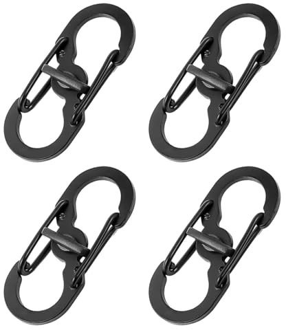 4 Pack Mini S Clip Carabiner, S Carabiner Clip Small, Stainless Steel Dual Spring S Shaped Keychain Hooks with Secure Lock, Lightweight Clips for Home Outdoor Hiking Camping Fishing Travel