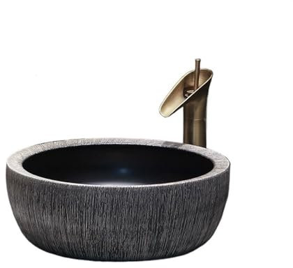 yixinzi-2024 Waschbecken Waschbecken im Badezimmer, Vintage-Waschbecken, Aufsatzwaschbecken, kleine Größe, Haushaltswaschbecken, Kunstkeramik-Waschbecken Aufsatzwaschbecken