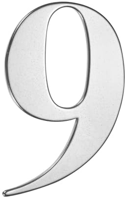 M METERXITY 1-Pack Self-adhesive House Number, 3 Inch 304 Stainless Steel Mailbox Number Address Number for House/Office/Hotel/Farmhouse, House Number for Outside [Number 9, Silver]