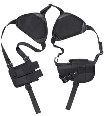 Holster Pistole, Verstellbares Schulterholste, Verdecktes Pistolenholster mit Zwei Magazintaschen, Revolver Schulterholster, Tactical Deep Concealment Schulterholster für Frauen und Männer (Schwarz)