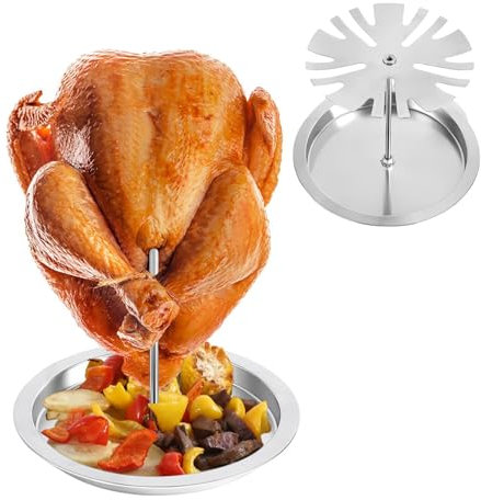 Hähnchengrill für Backofen, Hähnchenschenkelgrill für Smoker - Hähnchenschenkel Rack aus Edelstahl, 2 in 1 Hähnchenflügelgrill, Grillspieß für Hähnchen-A