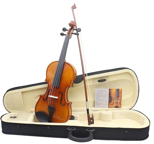 Violin Set Natürliche Farbe Glänzende Violine Tiger-Ahornboden Massivholz-Violine Anfänger-Übungsvioline(4/4)