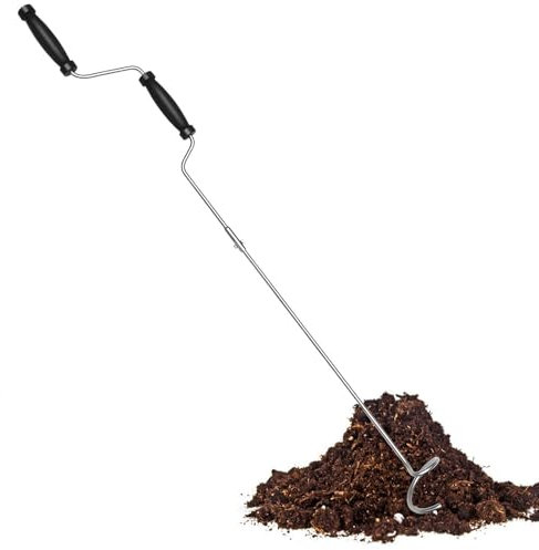 Espátula manual para compostaje – Herramienta giratoria para compostaje, manivela de compostaje, aireador giratorio manual, fresa de suelo, compost robusto para residuos de jardín al aire libre