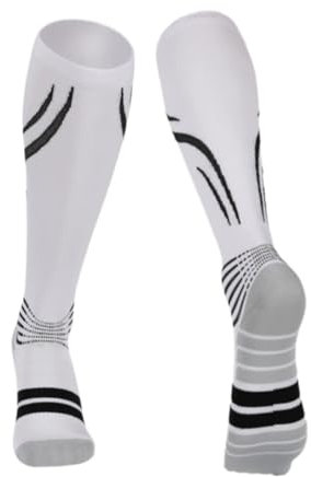 LXRHLIKG Dünne und Leichte Fechtstrümpfe, Schweißabsorbierende Kniestrümpfe für den Fechtsport, Hochelastische Fechtsocken für Männer und Frauen, Fecht-kniestrümpfe(White,M)
