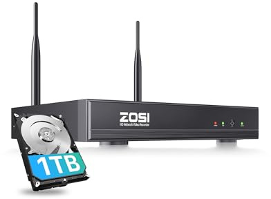 ZOSI 8CH 4K 8MP Grabador NVR WiFi6 con 1TB Disco Duro, Solo Compatible con ZOSI Cámara WiFi 6 Exterior/Interior, Acceso Remoto, Grabación 24/7