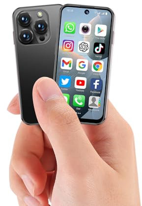 YOHOPE Smartphone mini, schermo HD da 3,88 pollici, doppia SIM con doppia standby,riconoscimento facciale Face ID, adatto per i bambini e gli studenti come telefono di backup, senza blocco (Nero-3G)