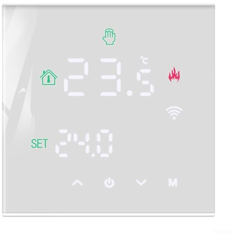 HpLive Tuya Thermostat de chauffage au sol électrique Smart WiFi programmable Commande vocale pour câble chauffant Coussin chauffant Film chauffant 5-35°C Blanc
