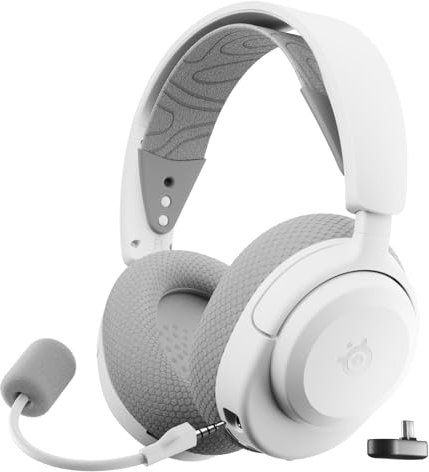 SteelSeries Arctis Nova 3P Wireless PlayStation Gaming Headset - Mobile App Control - 40 HR Battery - Neodymium Magnetic Drivers - 2.4GHz/Bluetooth - Detachable Mic - PS5, PS4, PC - White