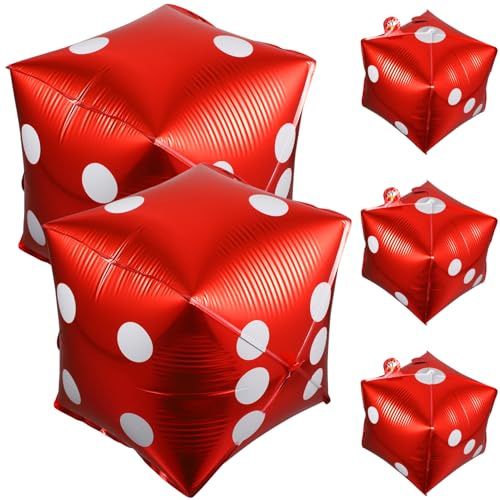 Toyvian Dice Foil Balloons 5 Pack Cube Foil Balloons Party Decorations for Poker Nights Vegas Themed Party Decor Hanging Aluminium Dice Balloons