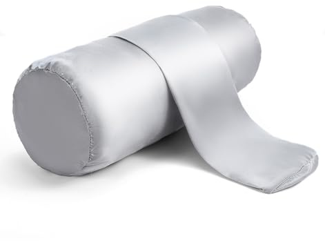 Neck Roll Pillow, 2 Pack 41 cm Bolster Pillow Cases with Hidden Zippered for Bolster, Sleeping, Easy to Clean (Gray)