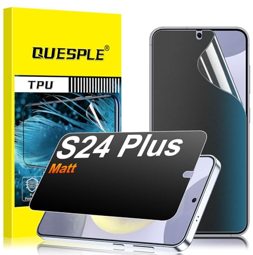 QUESPLE [2 Stück] Matt Privacy Schutzfolie für Samsung Galaxy S24 Plus, 28° Anti Spähen Matte Blendschutz Sichtschutz, Fingerabdruck-ID Unterstützen Weich TPU Displayschutzfolie Anti-Spy Folie﻿